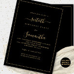 Convite Borda de Script Dourada 60ª Festa de aniversário P<br><div class="desc">Borda Elegante Dourada de Script 60ª Festa de aniversário Preta. Disponível digitalmente ou impresso. Um design de texto moderno minimalista para o seu sexagésimo em ouro clássico e preto, que é totalmente personalizável, com uma fronteira de solteiro. Altere as palavras conforme necessário e você também pode alterar as cores do...</div>
