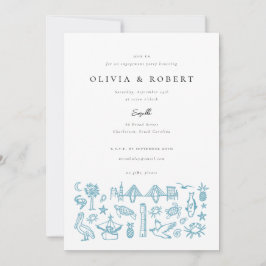 Convite Borda de Toile do Charleston em Festa de noivado A