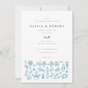 Convite Borda de Toile do Charleston em Festa de noivado A