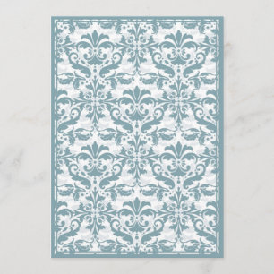 Convite Borda do Damask com Quadro Duplo (azul)