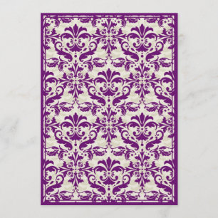 Convite Borda do Damask com Quadro Duplo (Plum & Beige)