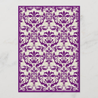 Convite Borda do Damask com Quadro Duplo (Plum & Beige)