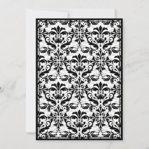 Convite Borda do Damask com Quadro Duplo (Preto e Branco)