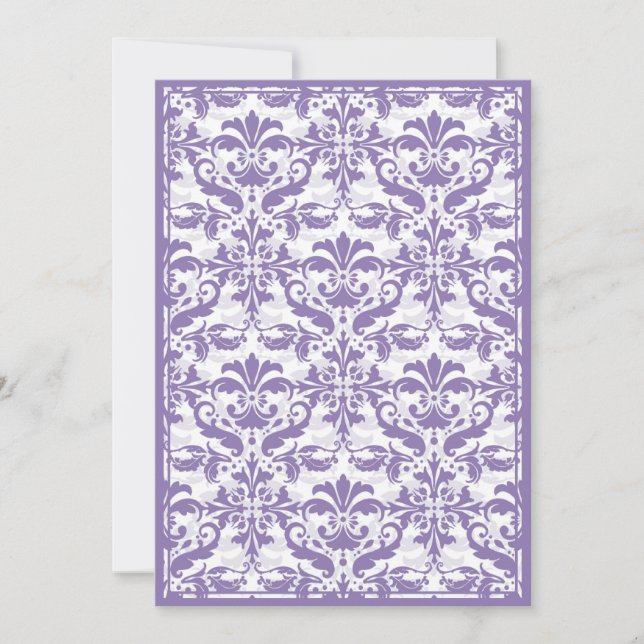 Convite Borda do Damask com Quadro Duplo (Roxo) (Frente)