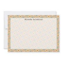 Borda do Mosaico de Girassol Flat Notecard