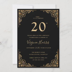 Convite Borda do Ornamentado Dourado 220 Aniversário