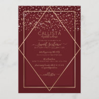 Borda Dourada de Confetti Vermelho Burgundy Sweet