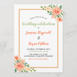 Convite Borda Floral de Pêssego | Casamento