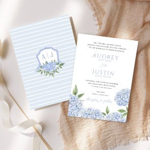 Convite Borda Inferior da Hydrangea Azul, Casamento de Pes