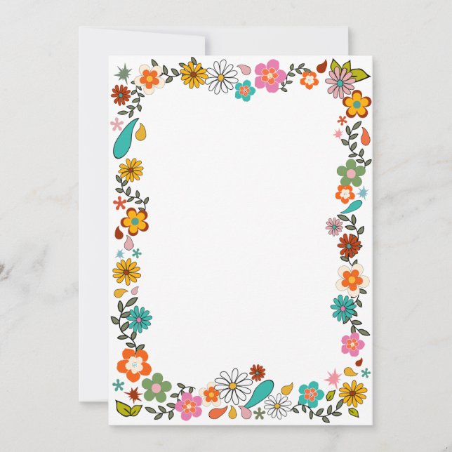 Convite Borda inspirada do Flor Power 70 (Frente)