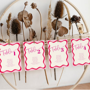 Convite Borda ondulada colorido, cor-de-rosa, com nome de 