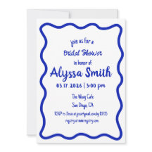 Borda ondulada desenhada à mão Chá de panela azul 