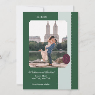 Convite Borda ondulada verde Salve a data