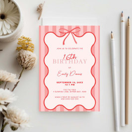 Convite Borda Retroativa Whimsical 16ª Festa de aniversári