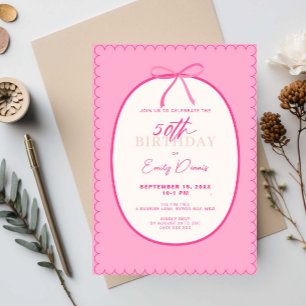Convite Borda Retroativa Whimsical 50ª Festa de aniversári