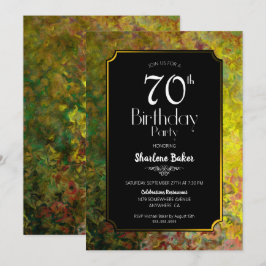 Convite Borda Verde e Dourada Preto 70º Aniversário