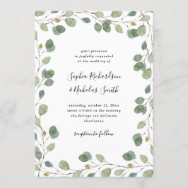 Convite Borda Verde Simples Eucalyptus | Casamento