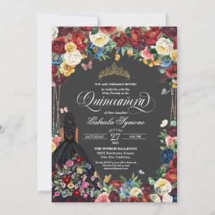 Convite Bordado de Arte Folclórica Borboleta Floral Quinc