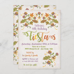 Convite Bordado de Arte Folk Mexicano Fiesta Aniversário