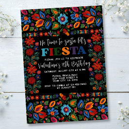 Convite Bordado Floral de Arte Folk Mexicana Aniversário