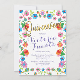 Convite Bordado Floral Quinceañera Espanhol Mexicano