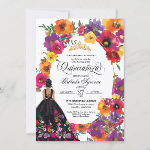 Convite Bordados Flores Aquarelas Quinceañera I