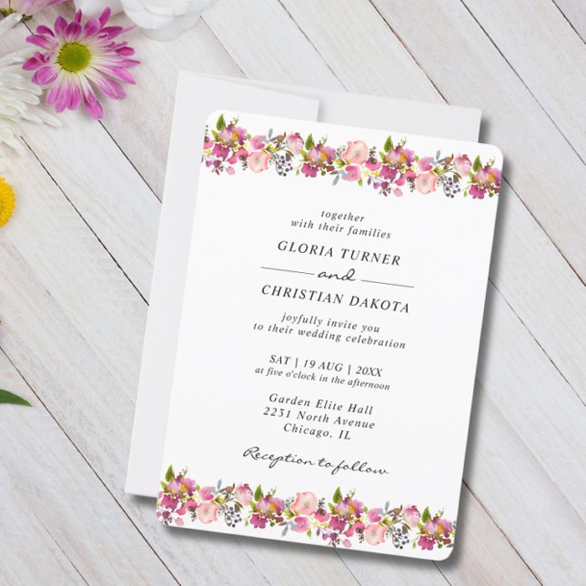 Convite Bordas Arredondadas De Casamento De Fronteira Flor (Criador carregado)