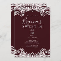 Bordeaux Wine White Lace Elegant Sweet 16 Party