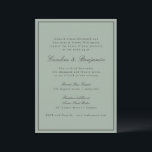 Convite Border Script Elegant Wedding Olive Gray RSVP<br><div class="desc">This wedding invitation features a dusty sage green background,  soft black refined serif lettering,  and a clean border.</div>