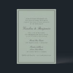 Convite Border Script Elegant Wedding Olive Gray RSVP<br><div class="desc">This wedding invitation features a dusty sage green background,  soft black refined serif lettering,  and a clean border.</div>