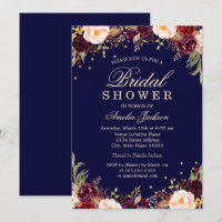 Bordô Elegante Chuveiro Floral Nupcial