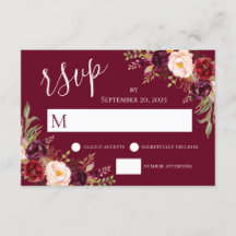 Bordô Floral com Letreiramento à Mão para RSVP de 