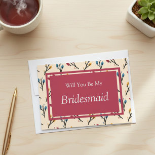 Convite Bordô Floral Você Será Minha Dama de Honra Propost