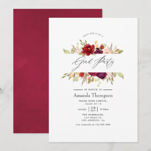 Convite Bordô - Formatura Floral Marsala e Rosé