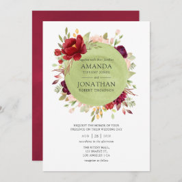 Convite Borgonha - Casamento Floral de Marsala e Blush