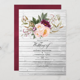Convite Borgonha - Casamento Floral Russo de Marsala e Pea