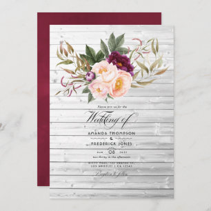 Convite Borgonha - Casamento Floral Russo de Marsala e Pea
