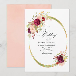 Convite Borgonha - Casamento Geométrico de Marsala e Blush