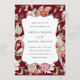 Convite Borgonha | Casamento Tropical Boho Floral