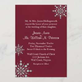 Convite Borgonha com Casamento no inverno de Flocos de Nev