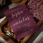 Convite Borgonha do Vinho / festa de noivado de script de<br><div class="desc">Simples convite de festa de noivado de casamento de guião minimalista em vinho Burgundy. Entre em contato comigo se precisar de itens adicionais.</div>