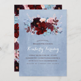 Convite Borgonha e Chá de panela azul empoeirado