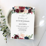 Convite Borgonha e Marinho, Casamento Floral Rosa Esbranqu<br><div class="desc">Prepare seus convidados para o seu maravilhoso casamento com seu Burgundy,  Blush Pink,  e Marinho Floral Wedding Invtions.</div>