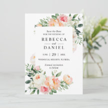 Borgonha e Rosa Bege Floral Casamento Salve a Data
