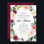 Convite Borgonha e Rua Floral Blush Bat Mitzvah<br><div class="desc">Convide familiares e amigos para o seu evento com este convite para morcegos florais. Apresenta uma coroa aquosa coroa floral de peões, rosas, mães e outras flores de burgundy, blush, marfim e laranja, com sotaque foliar. Este convite floral é perfeito para o outono ou para o outono do morcego mitzvahs....</div>