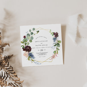 Convite Borgonha floral e casamento das hortaliças