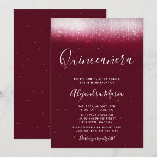 Convite Borgonha Glam Quinceañera