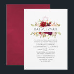 Convite Borgonha - Marsala e Blush Floral Bat Mitzvah<br><div class="desc">Convite para morcego floral mitzvah cor-de-rosa borrado e borrado,  projetado para ser rápida e facilmente personalizado de acordo com as especificações de seu evento.</div>