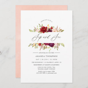 Convite Borgonha - Marsala e Blush Floral Sip and See