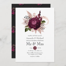 Borgonha - Marsala e Casamento Floral Dourado Rosa